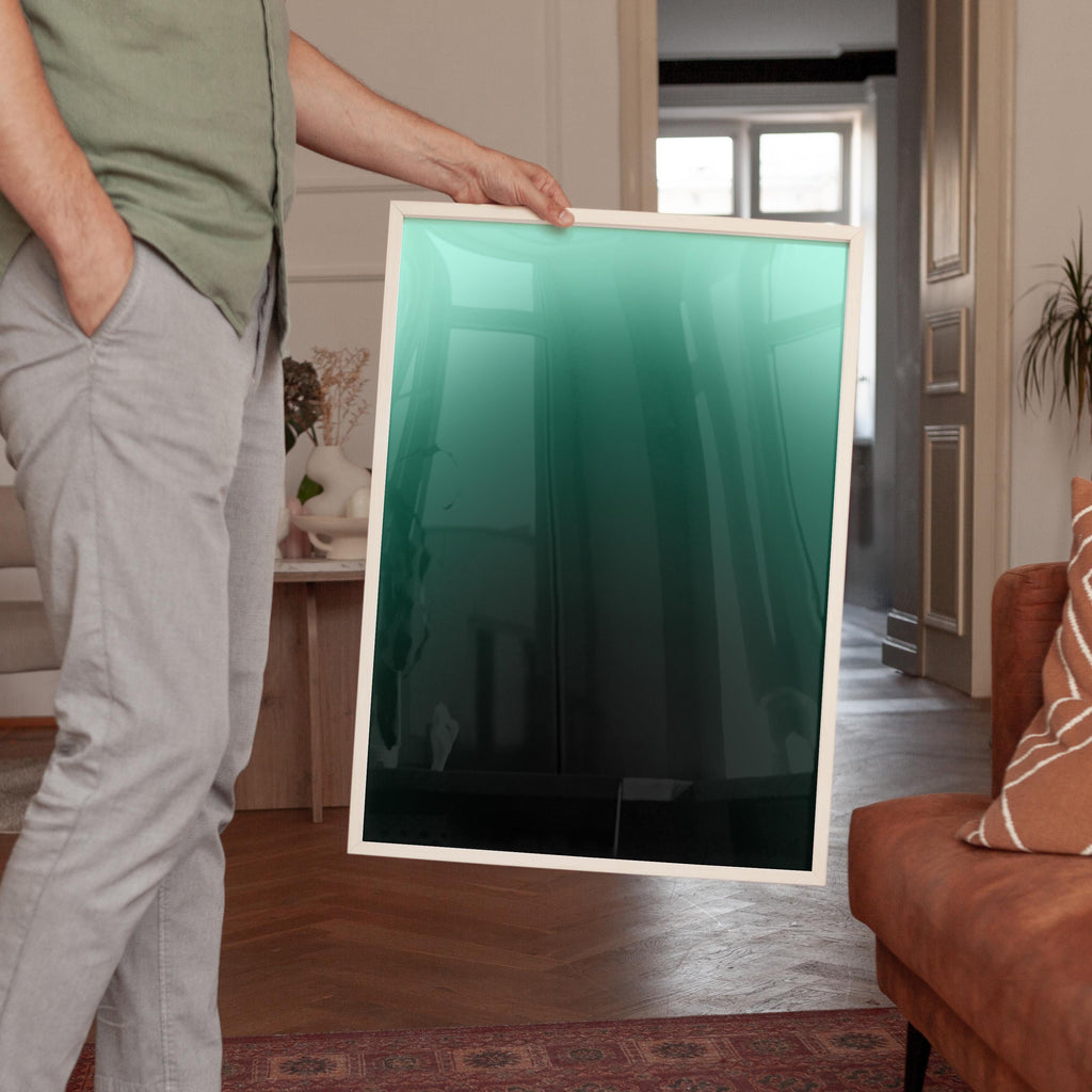 Green Gradient Abstract Art Print, Modern Ombre Poster