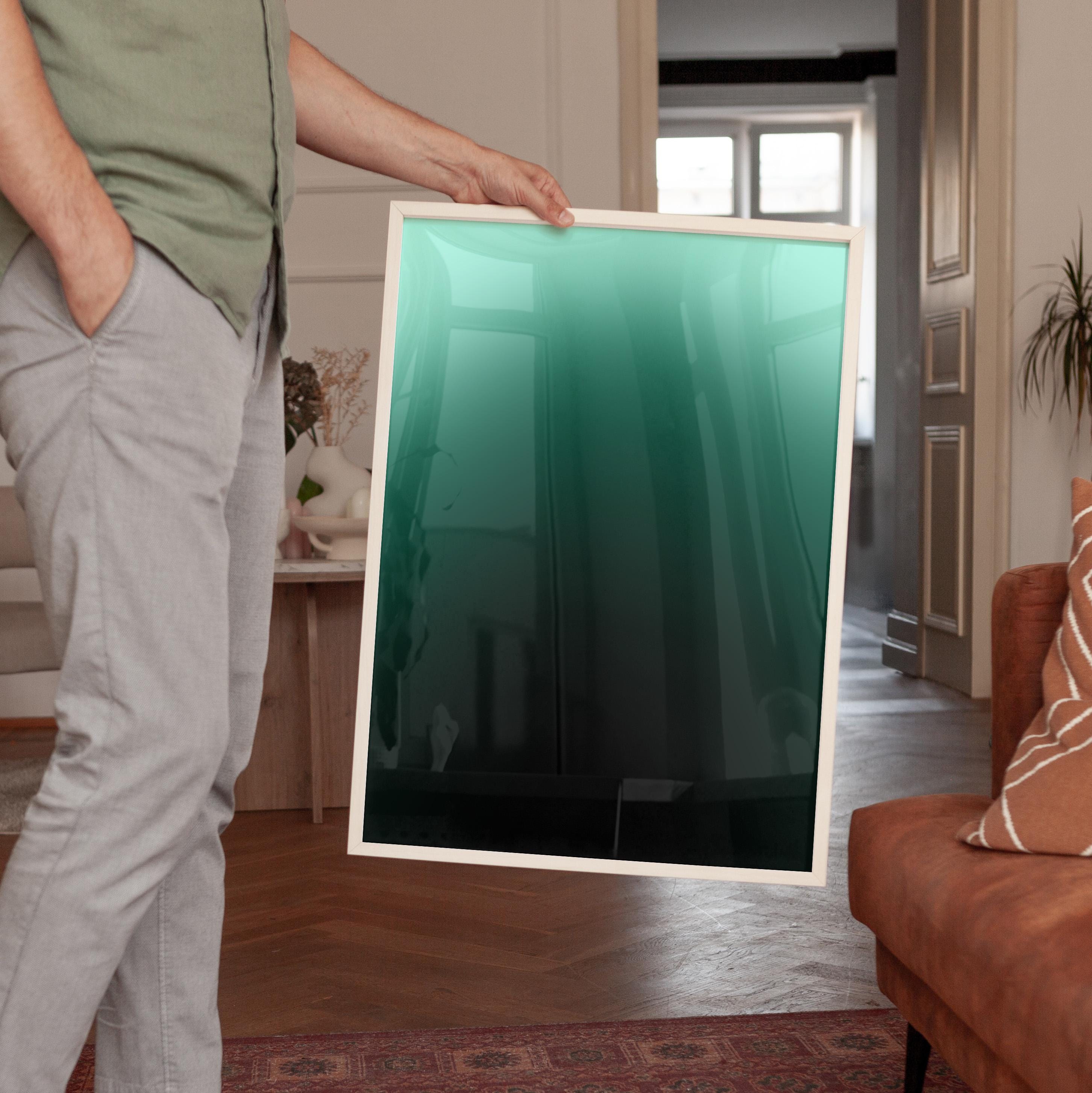 Green Gradient Abstract Art Print, Modern Ombre Poster