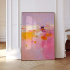 Pink Sunrise Abstract Canvas Painting, Modern Warmth Decor
