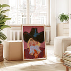 Black Hat Cowgirl Art Print, Pink Western Portrait, Cowgirl Wall Decor, Western home decor