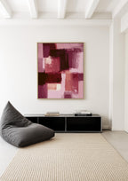 Burgundy Abstract Art Print, Pink Brushstroke Painting, Modern Wall Decor