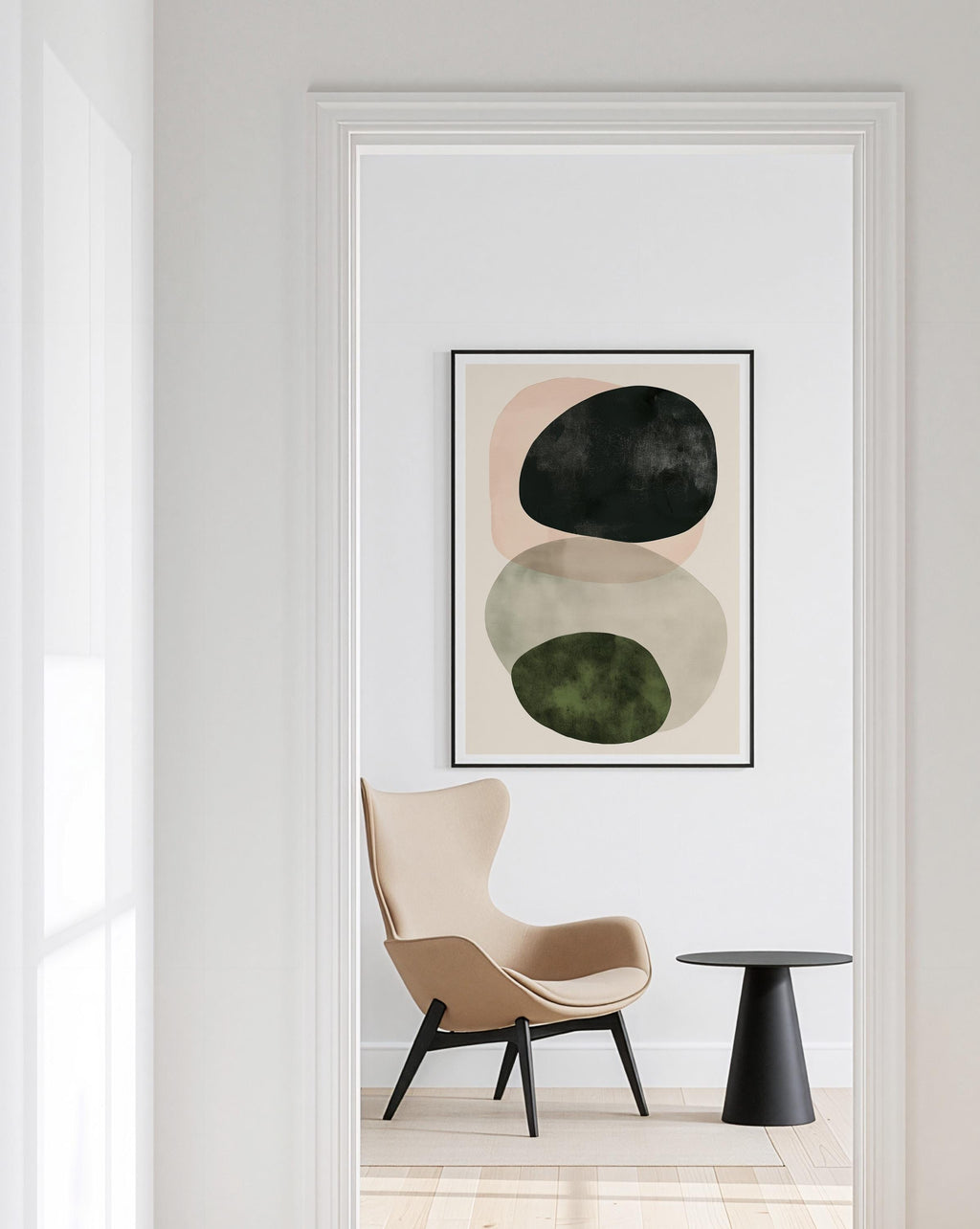 Neutral Abstract Shapes Print, Beige Organic Wall Art, Minimal Earth Tone Decor