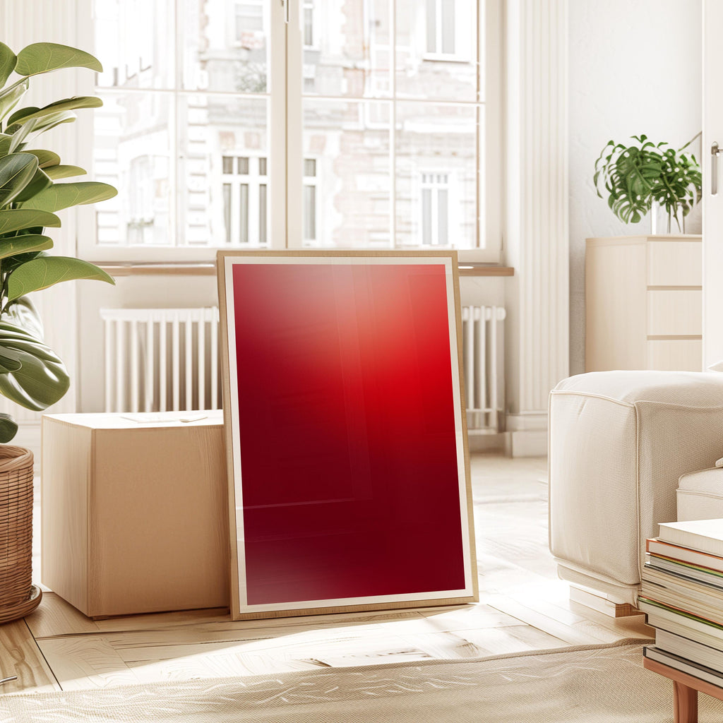 Red Wall Art Printable, Minimalist Abstract Poster, Bold Color Field Print