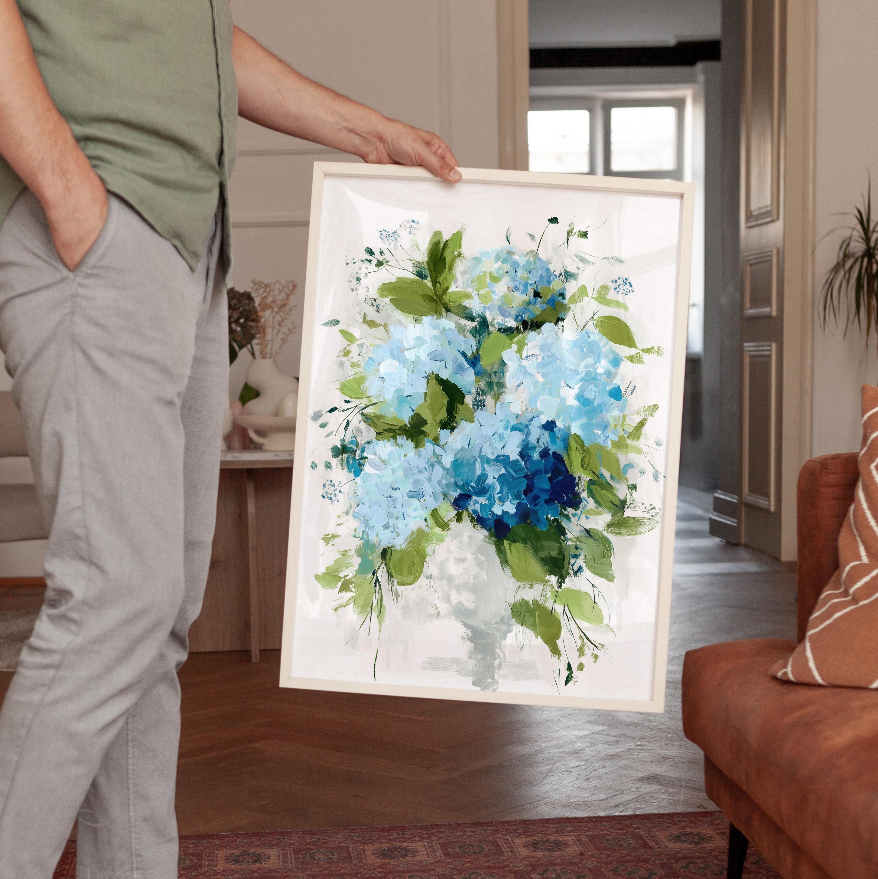 Hydrangea Wall Art Print, Botanical Flower Decor for Bedroom or Office