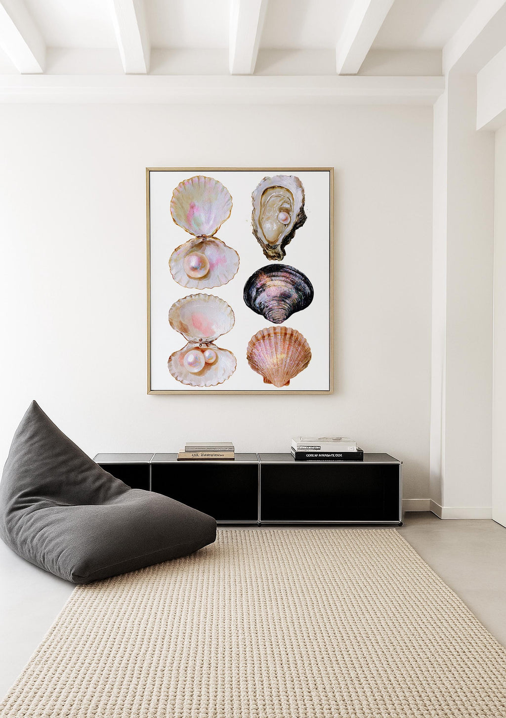 Seashell Wall Art Print, Oyster Pearl Poster, Coastal Beach Decor