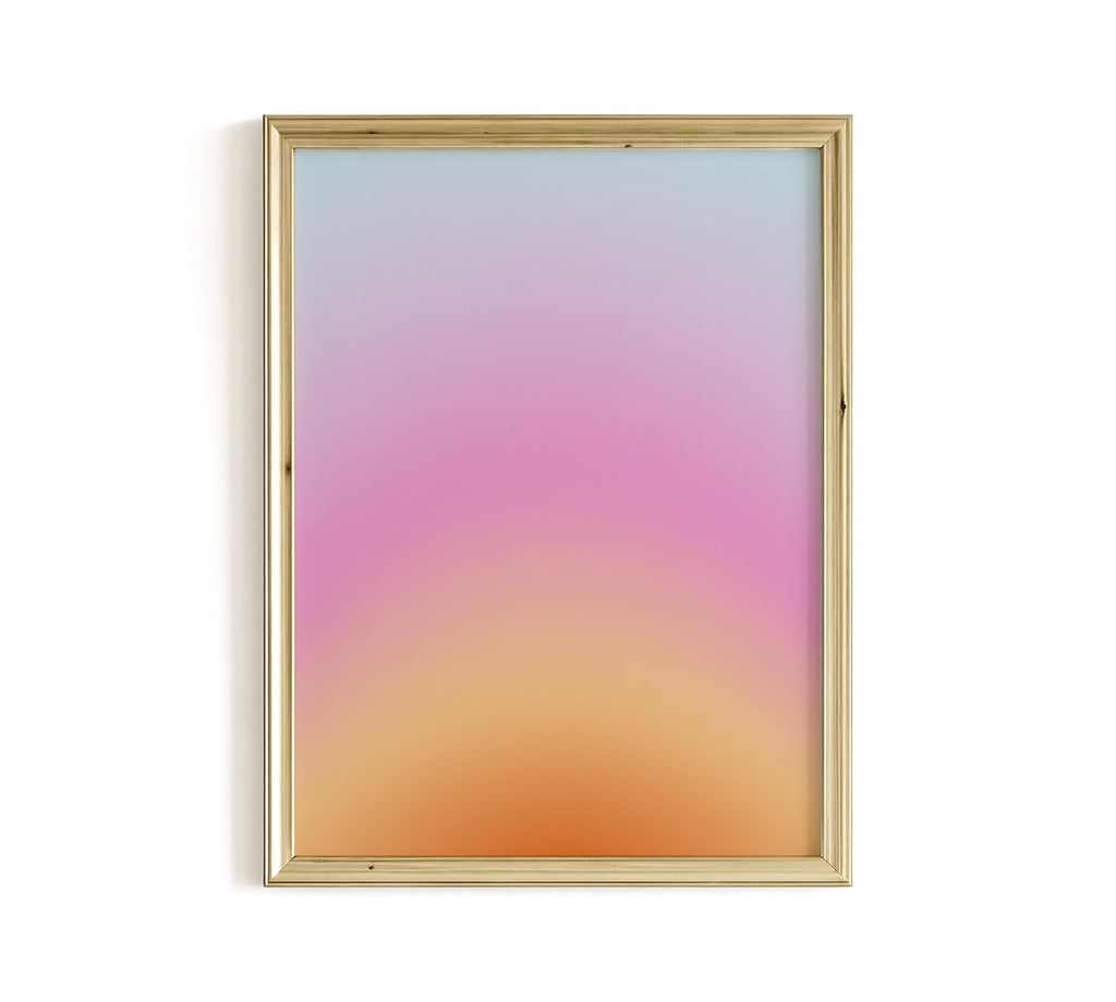 Pastel Sunset Gradient Print, Soft Abstract Wall Art, Pink Orange Blue Modern Decor