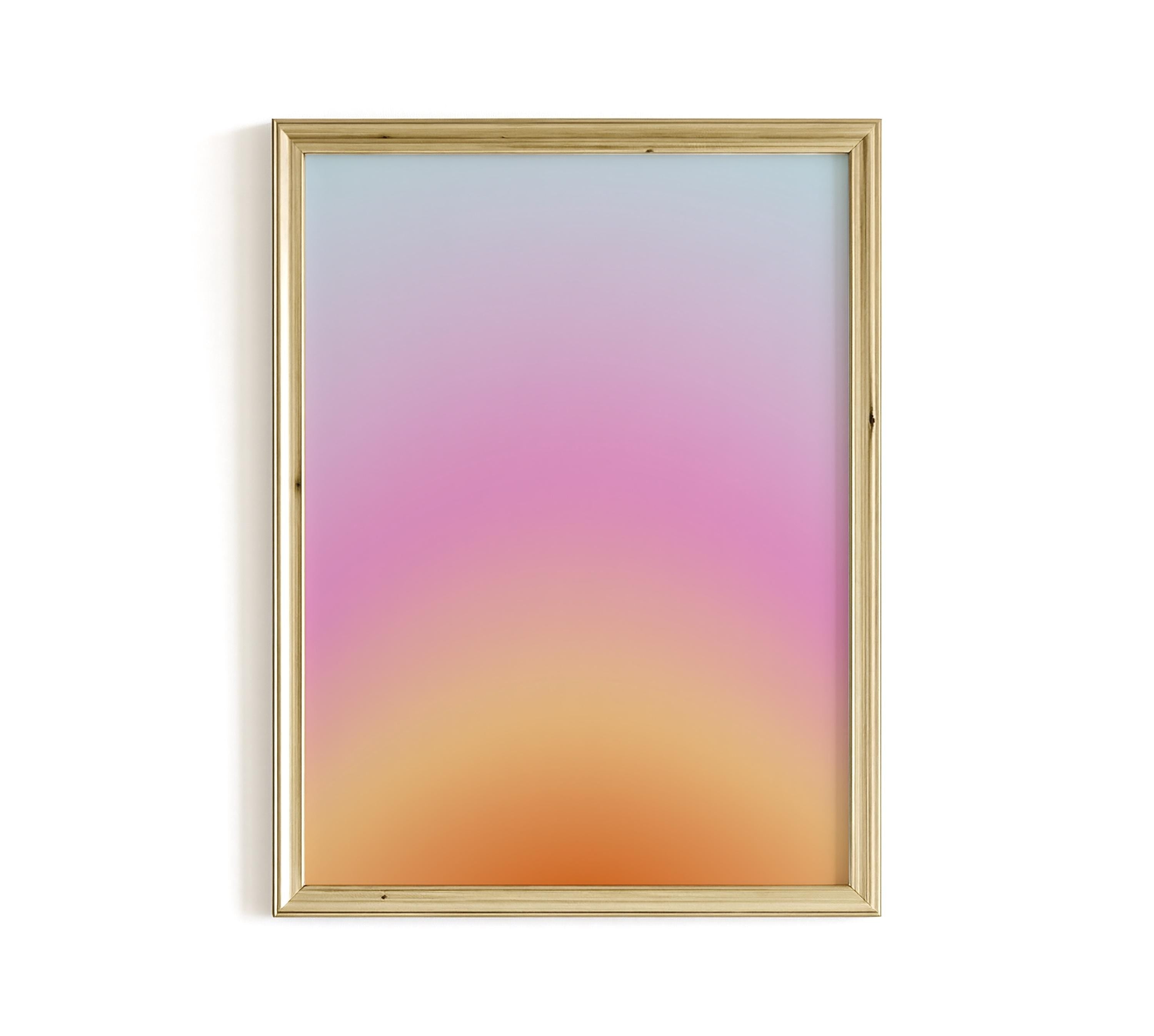 Pastel Sunset Gradient Print, Soft Abstract Wall Art, Pink Orange Blue Modern Decor