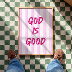 God Is Good Print, Christian Wall Art, Pink Faith Poster