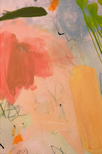 Pastel Abstract Art Print, Coral Green Painterly Poster, Soft Modern Wall Decor