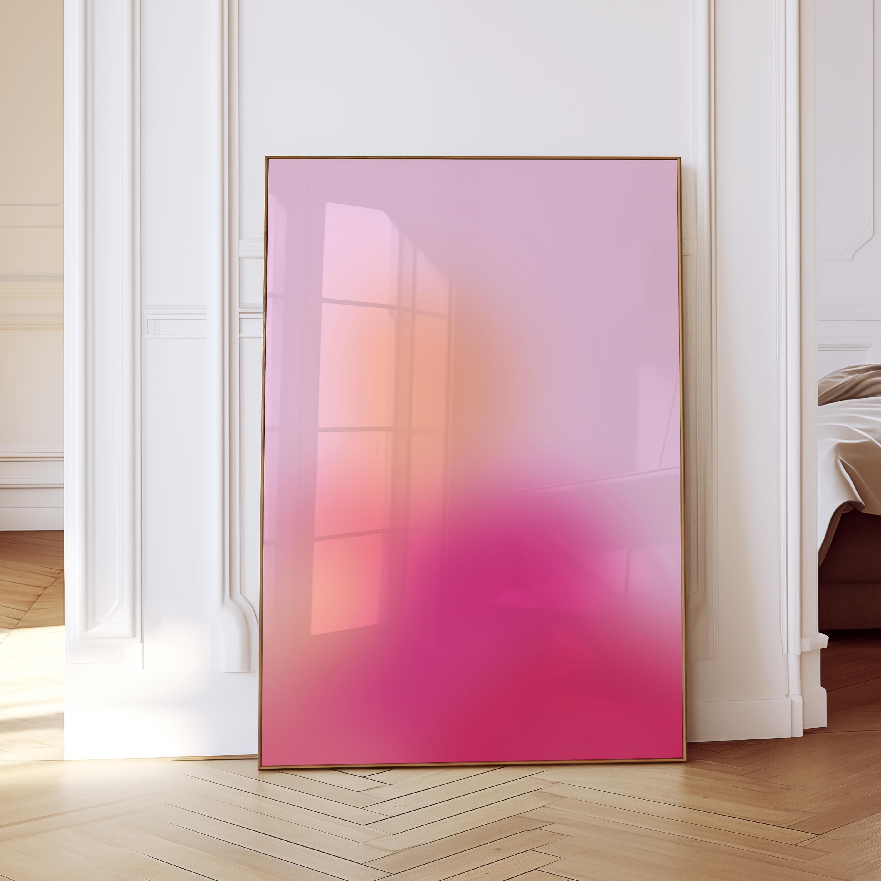 Pink Aura Gradient Print, Abstract Spiritual Wall Art, Soft Pastel Minimal Decor