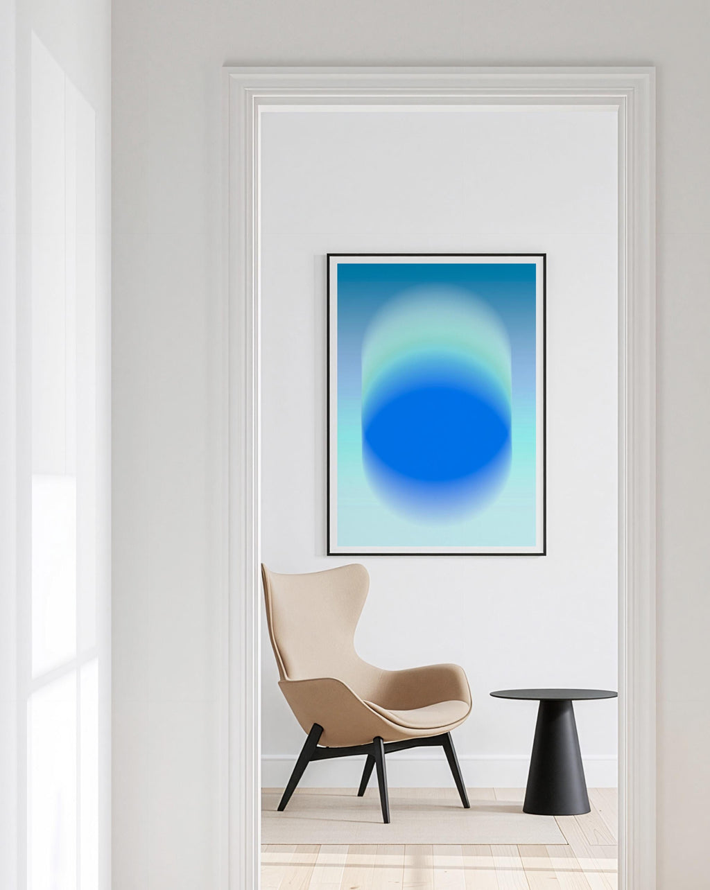 Blue Gradient Art Print, Aqua Aura Poster, Modern Wall Decor