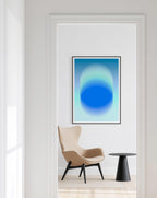 Blue Gradient Art Print, Aqua Aura Poster, Modern Wall Decor