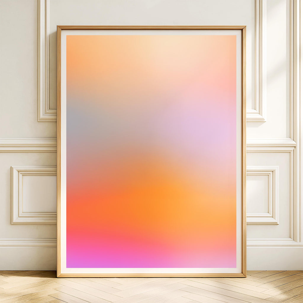 Orange Gradient Art Print, Peach Pink Abstract Poster, Modern Wall Decor