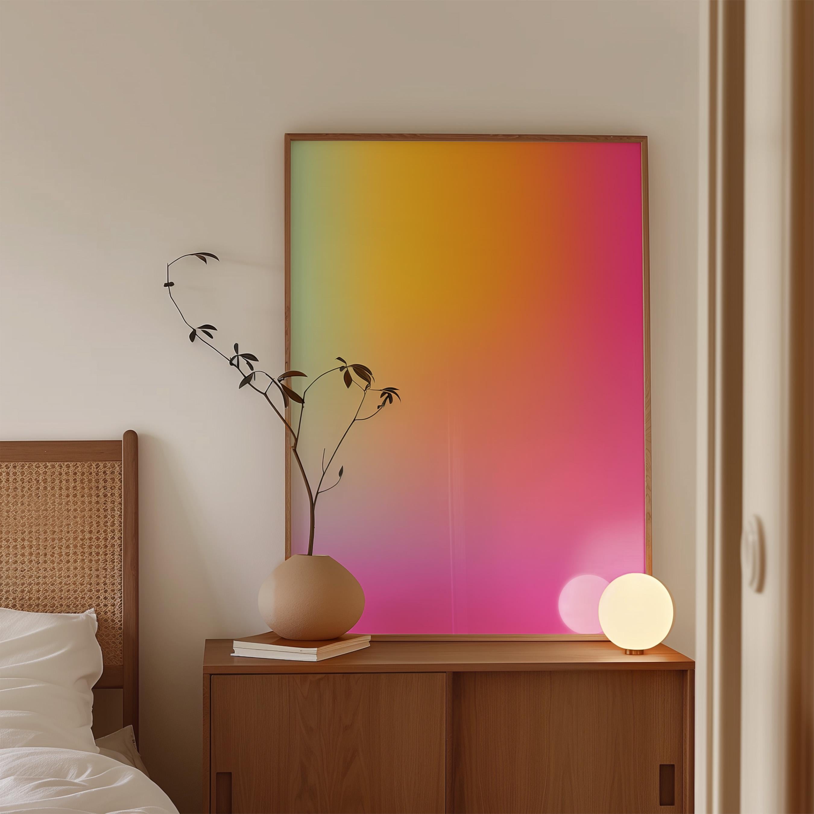 Pink Sunset Wall Art Printable, Soft Gradient Abstract Print, Modern Bedroom Decor, Minimal Aesthetic Poster
