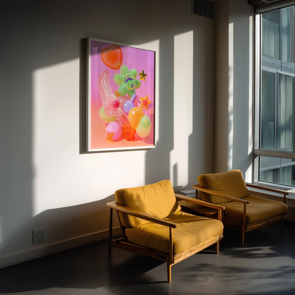 Colorful Glossy Pop Art Wall Print in Pastel Tones - And A Little More