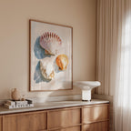 Seashell Wall Art Print, Scallop Shell Poster, Neutral Coastal Bathroom Decor