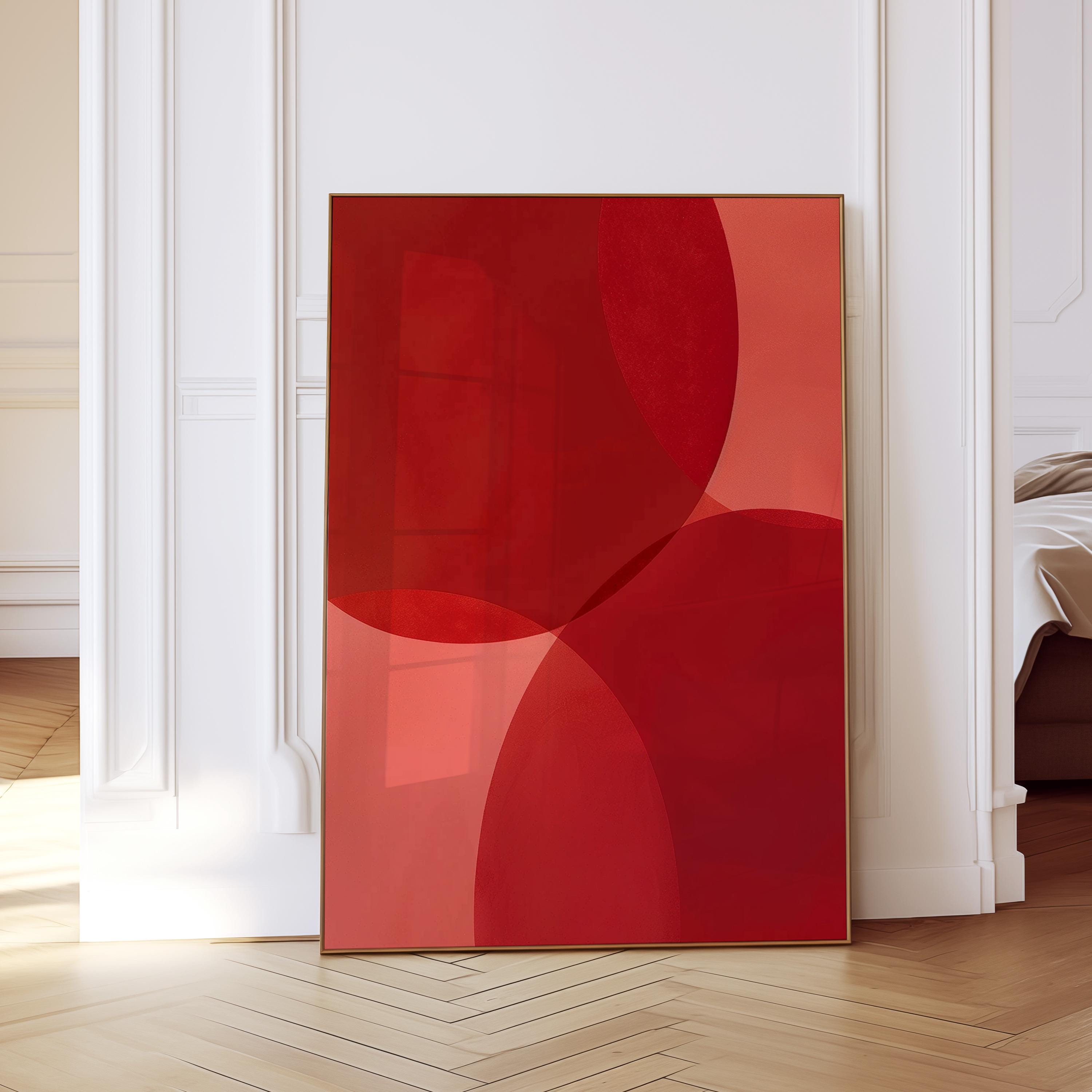 Red Abstract Wall Art Print, Modern Minimal Art, Contemporary Color Field Painting, Warm Red Interior Decor