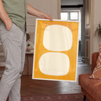 Mid Century Abstract Print, Warm Yellow Organic Shapes, Scandinavian Wall Decor