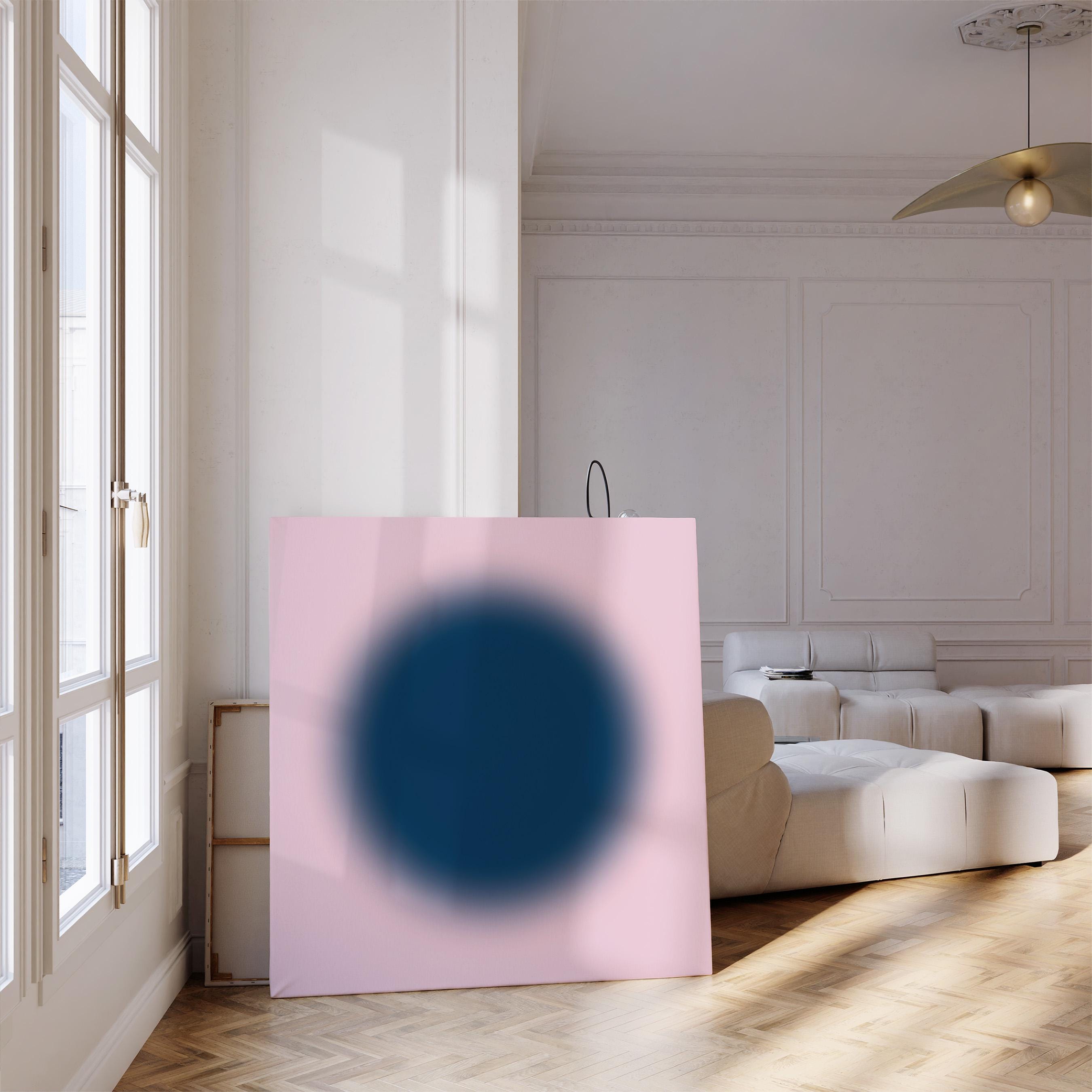 Pink Navy Abstract Circle Gradient Art Print, Modern Minimal Wall Decor