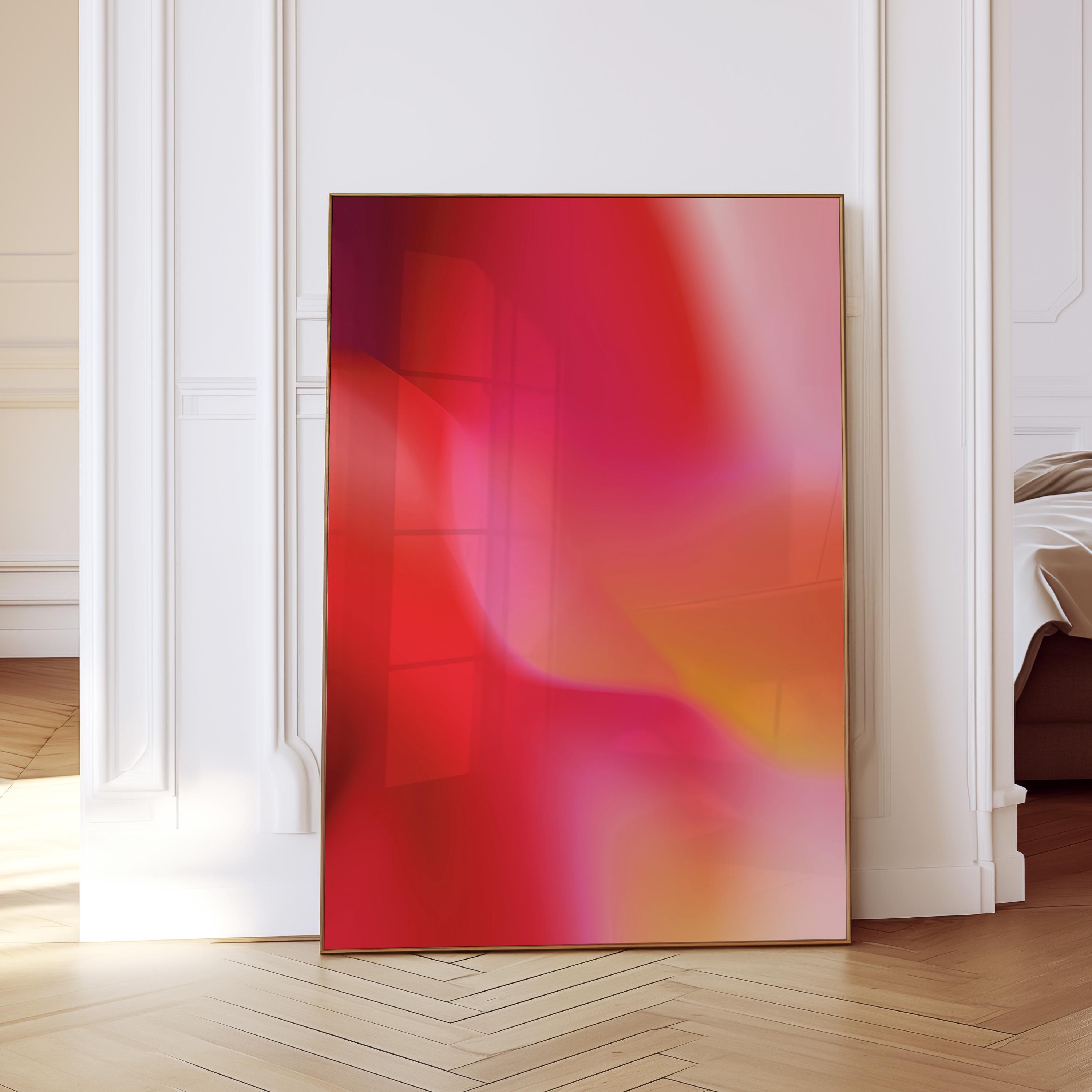 Red Pink Aura Gradient Print, Warm Abstract Wall Art, Orange Modern Decor Print
