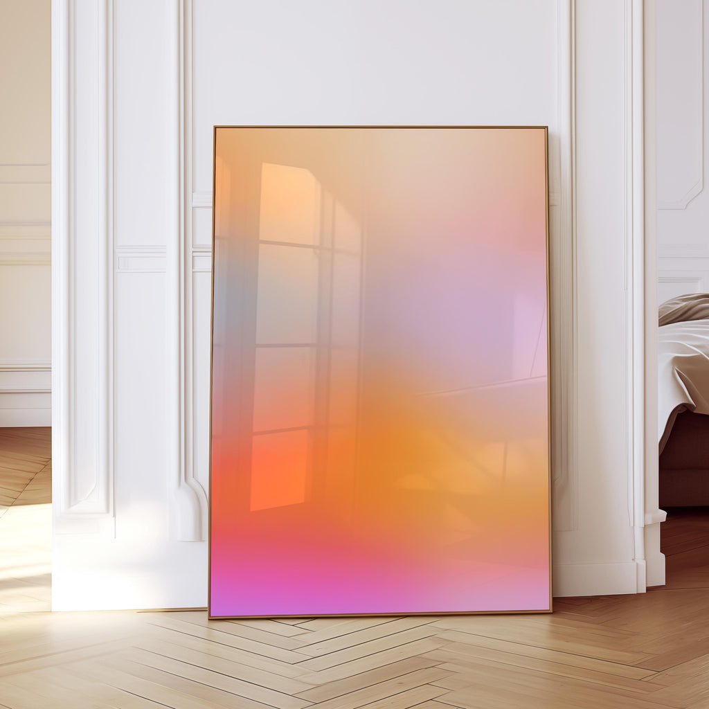 Orange Gradient Art Print, Peach Pink Abstract Poster, Modern Wall Decor