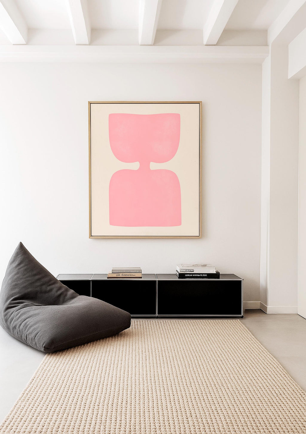 Pink Abstract Art Print, Minimalist Shape Poster, Soft Modern Wall Decor