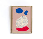 Blue Red Circle Abstract Shapes Art Print: Minimalist Modern Wall Decor