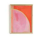 Mid Century Abstract Print, Coral Pink Geometric Line Art, Modern Wall Decor