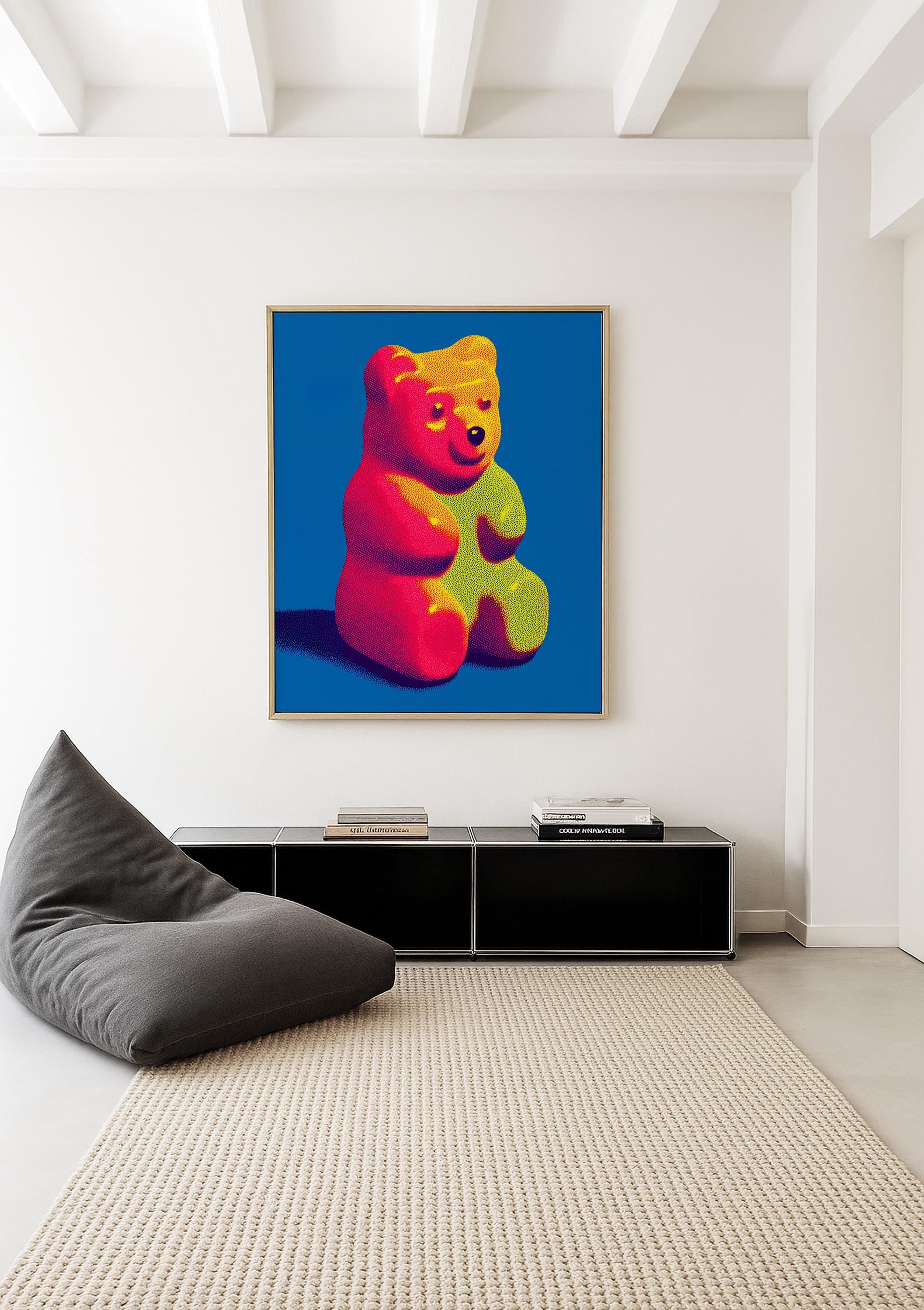 Gummy Bear Wall Art Print, Pop Art Candy Poster, Colorful Kitsch Art, Fun Modern Wall Decor, Bright Nursery or Playroom Art