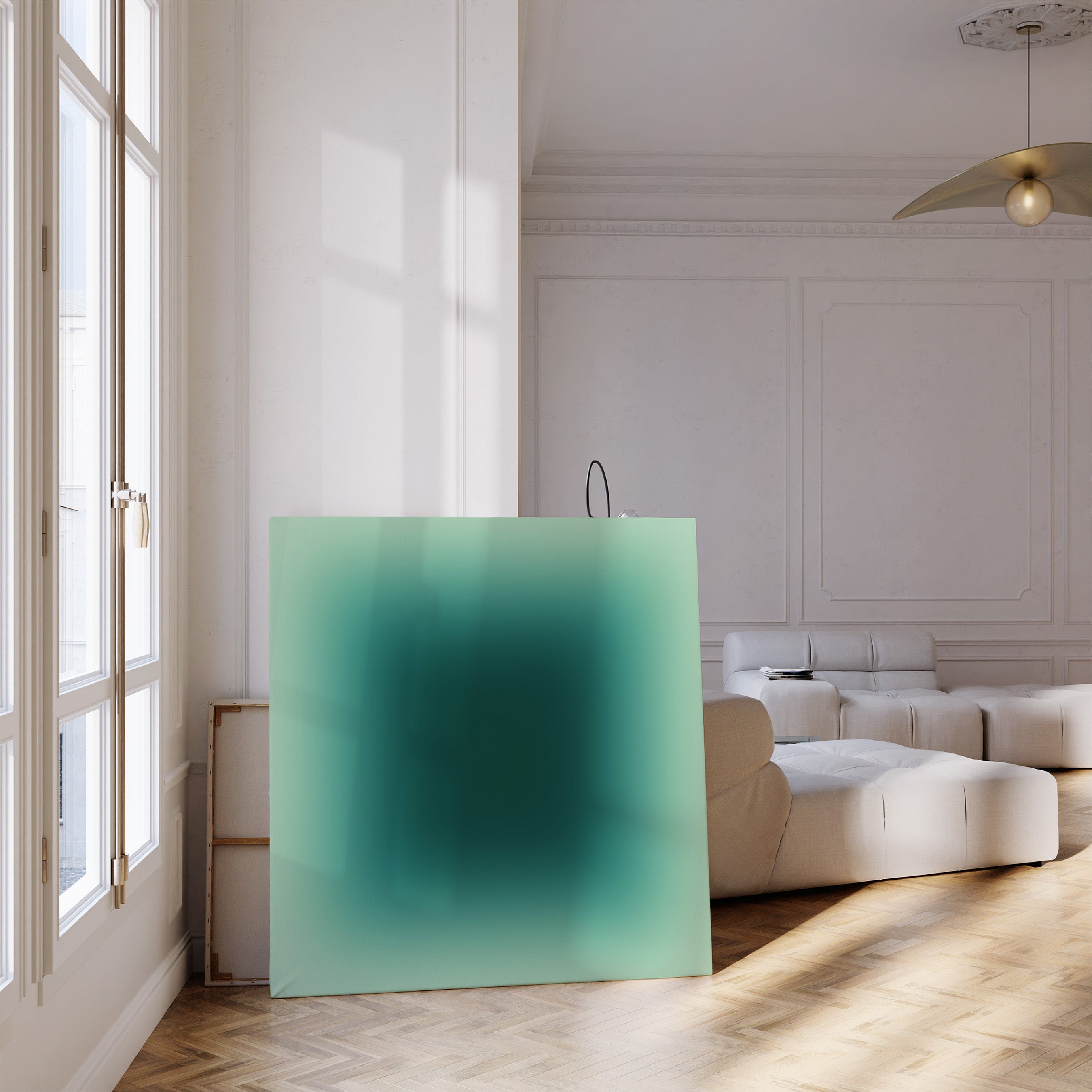 emerald green gradient abstract art print in minimalist design