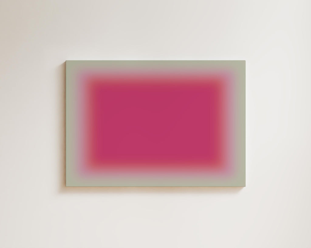 Pink Green Wall Art Print, Raspberry Sage Gradient, Horizontal Abstract Decor