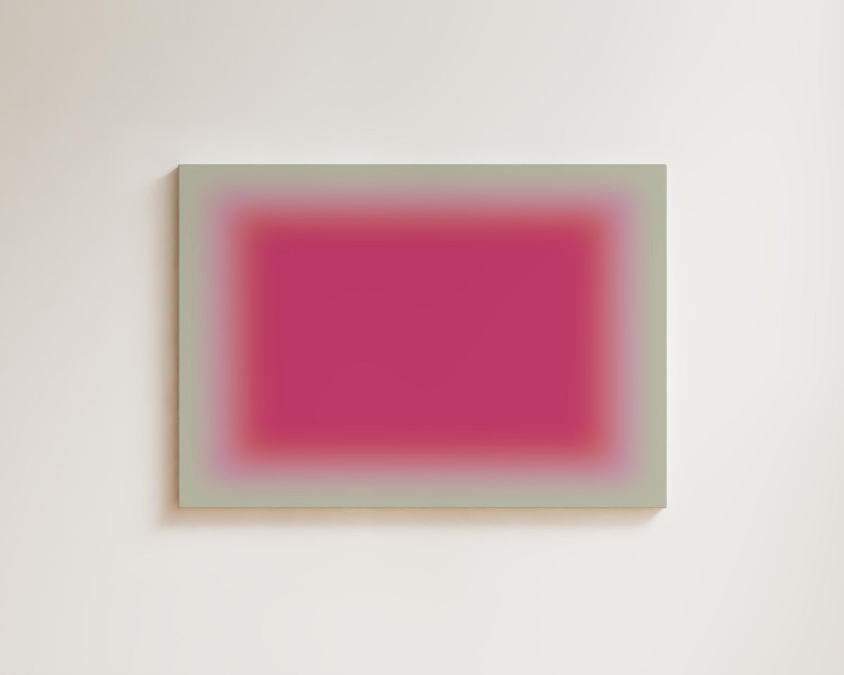 Pink Green Wall Art Print, Raspberry Sage Gradient, Horizontal Abstract Decor