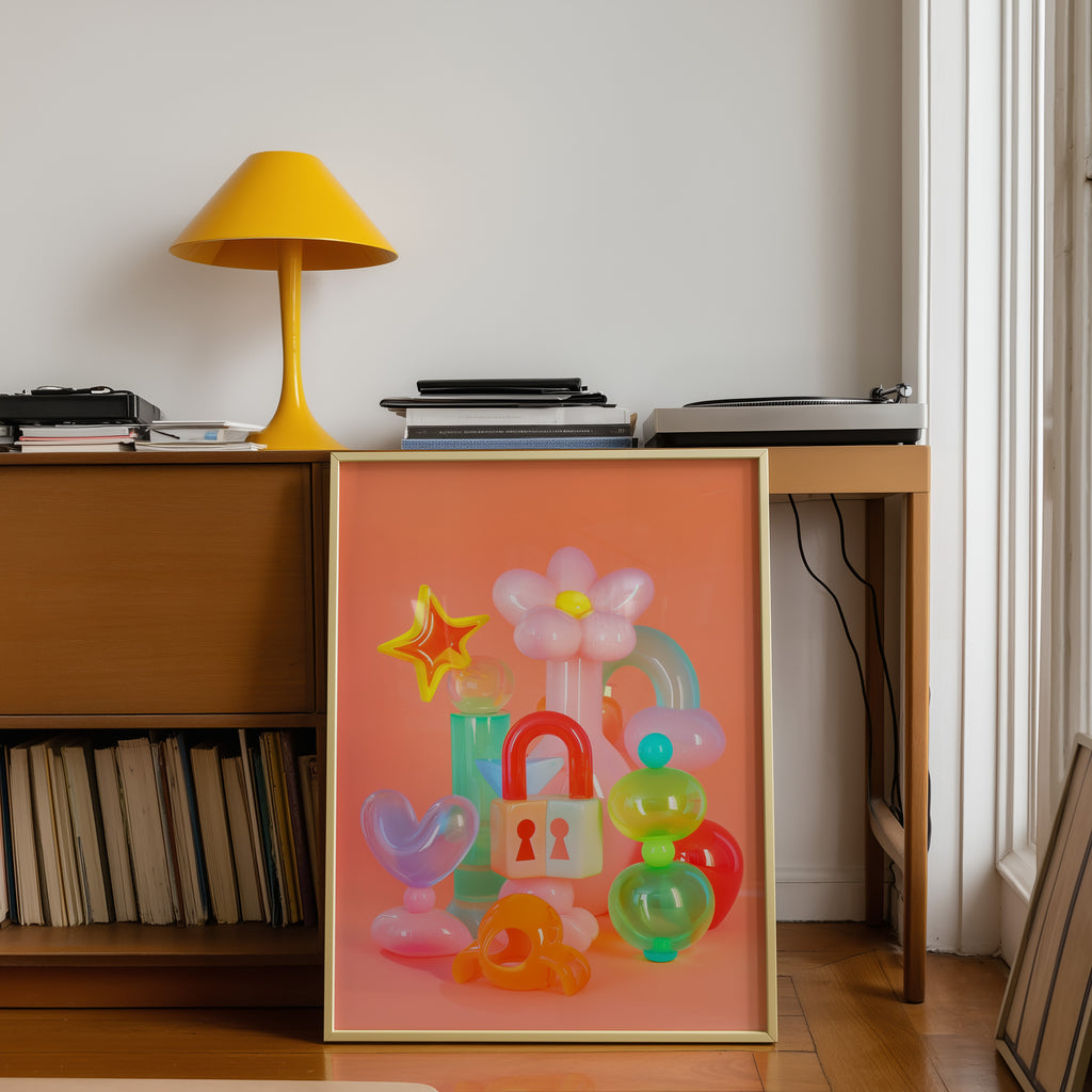 Glossy Pastel Heart & Star Wall Print - And A Little More