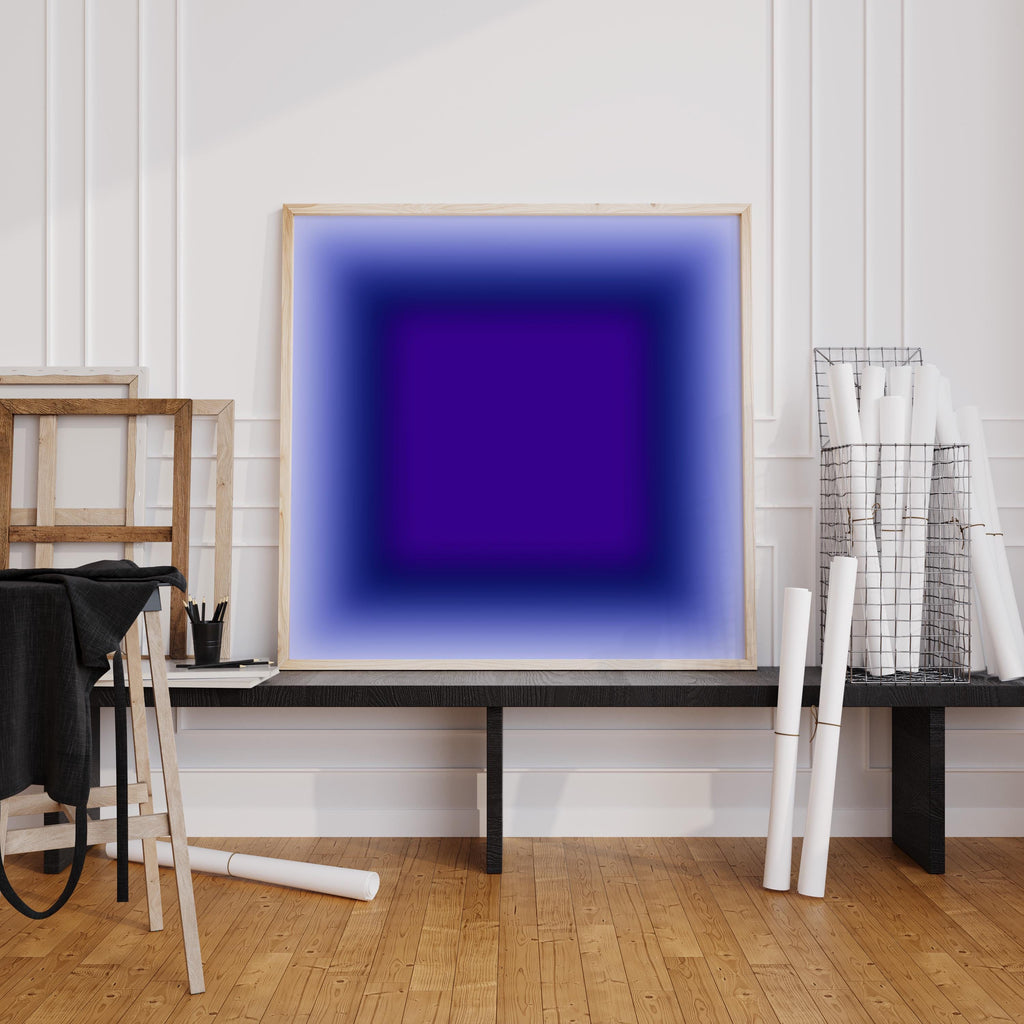 Blue Abstract Gradient Wall Art Printable, Purple Blue Modern Poster, Minimal Contemporary Decor