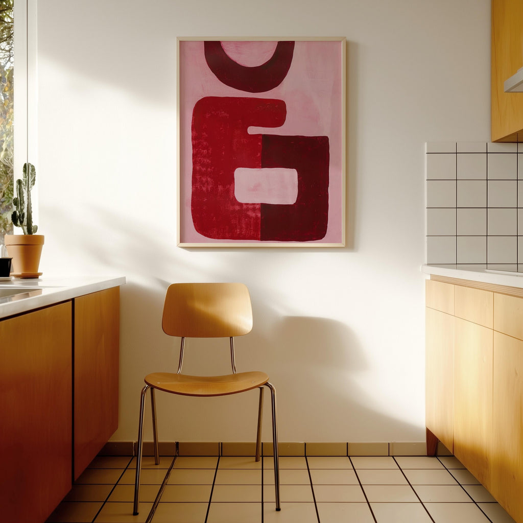Red Abstract Art Print, Minimal Modern Wall Decor, Bold Graphic Painting