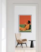 Black Woman Art Print, Afrocentric Wall Art, Orange Wine Poster