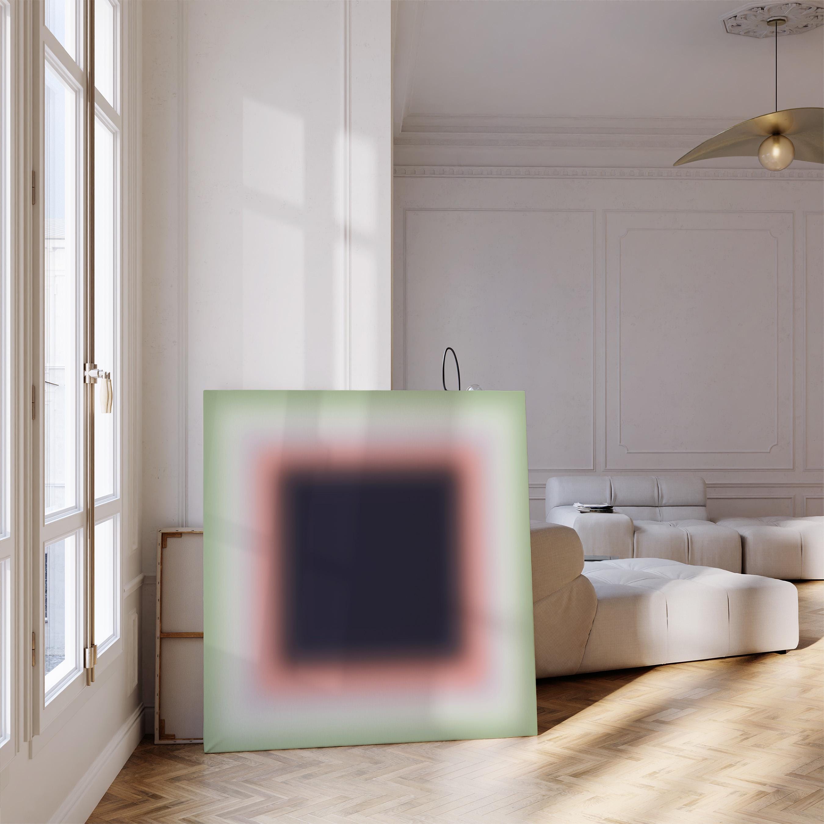 Green Coral Gradient Abstract Art Print, Soft Color Field Minimal Wall Decor