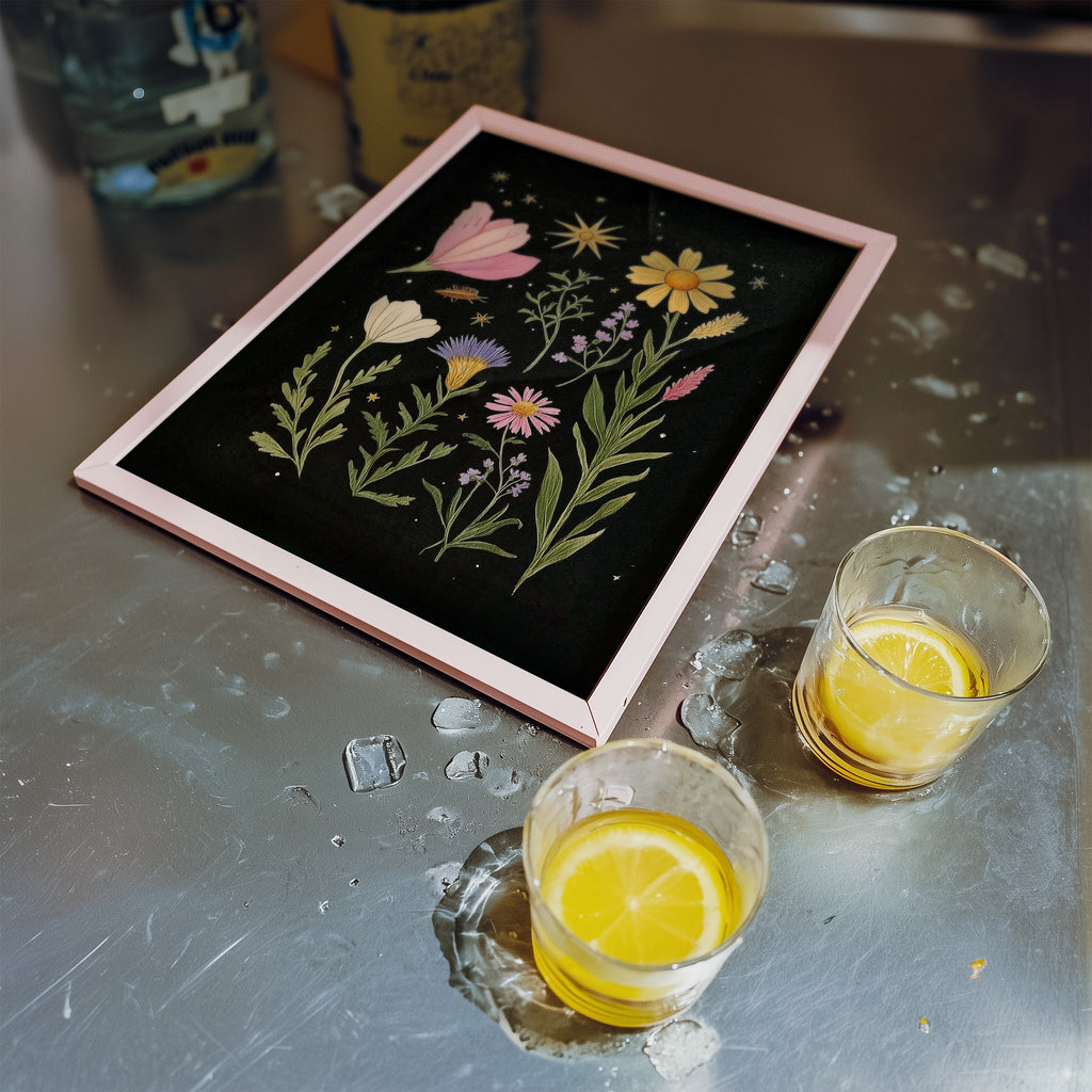 Moonlit Garden – Night Sky Floral Art Print - And A Little More