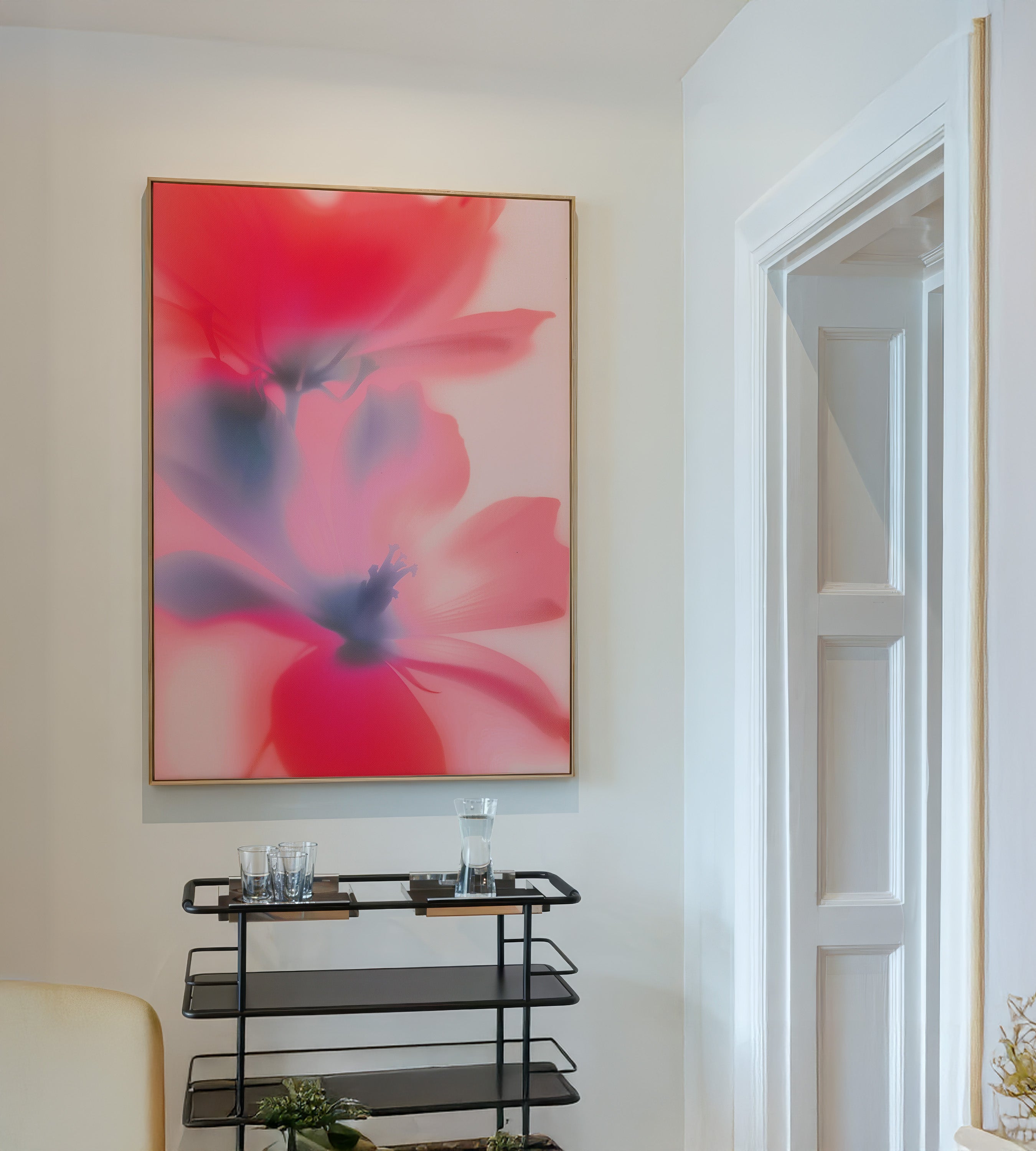 Red and violet abstract floral with soft blurred edges