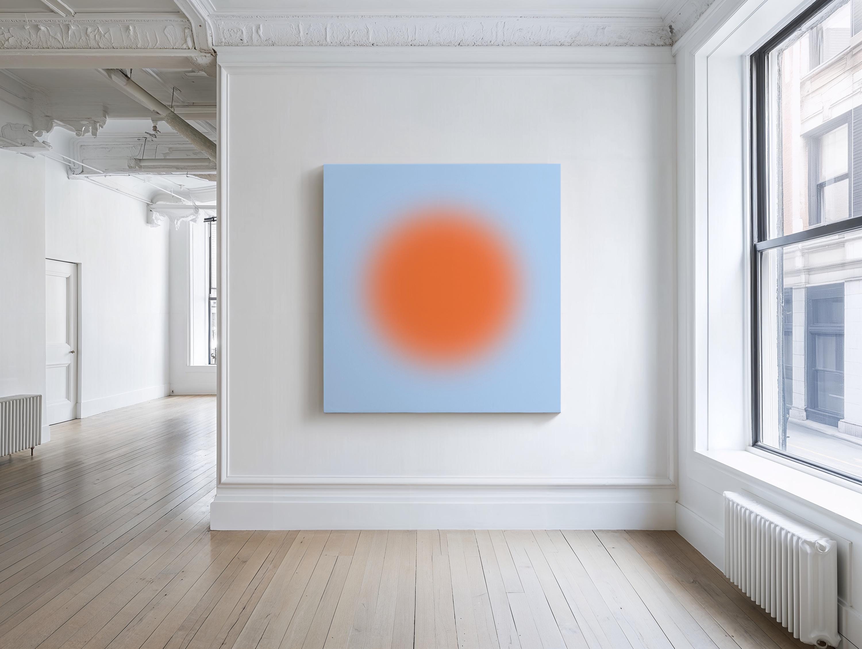 Orange Blue Abstract Art Print, Modern Gradient Sun Artwork, Minimal Contemporary Wall Decor Print