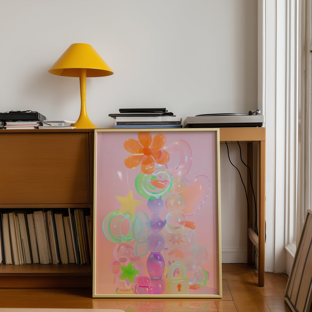 Glossy Pastel Abstract Art Print - And A Little More