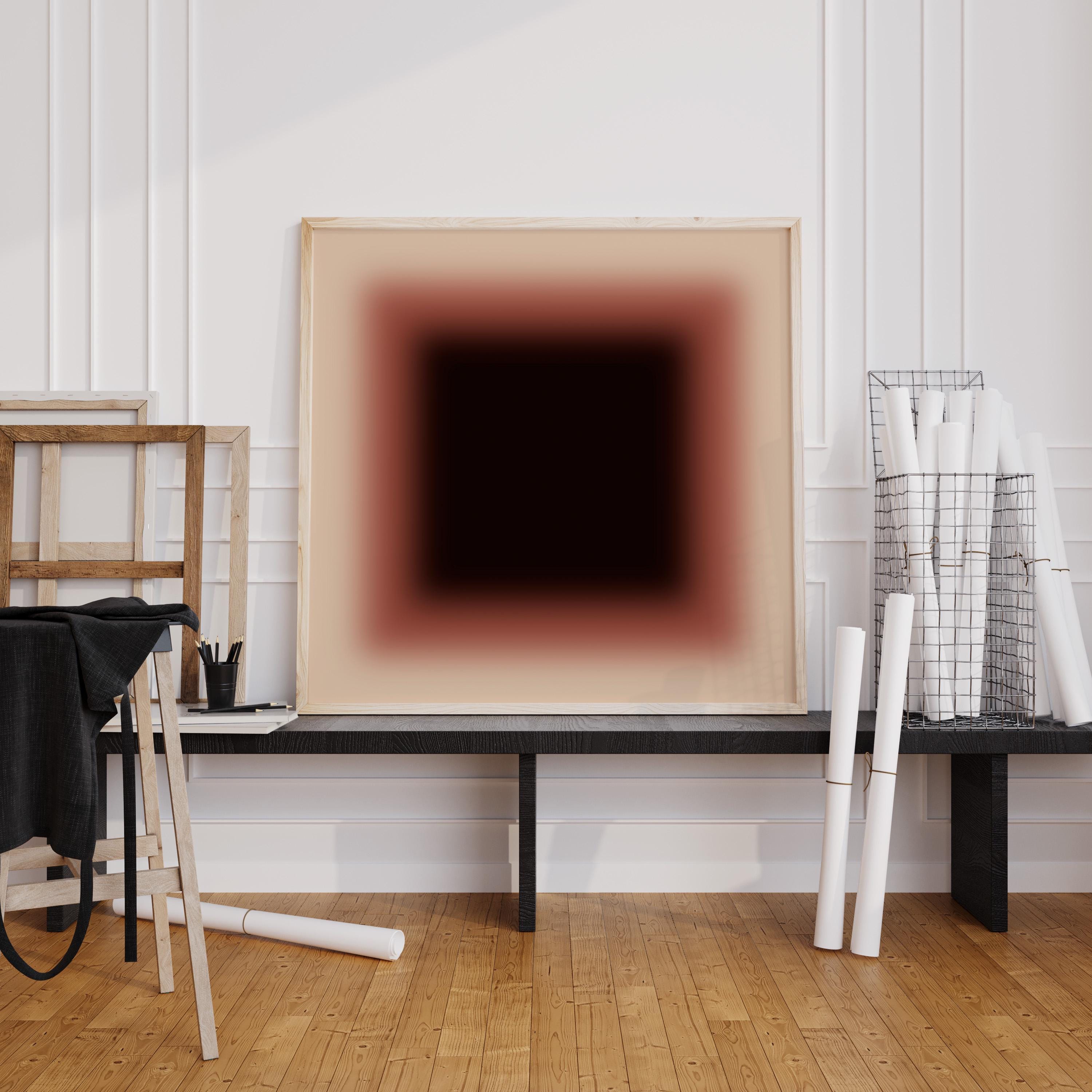 Mocha Brown Gradient Square Art Print, Neutral Contemporary Wall Decor