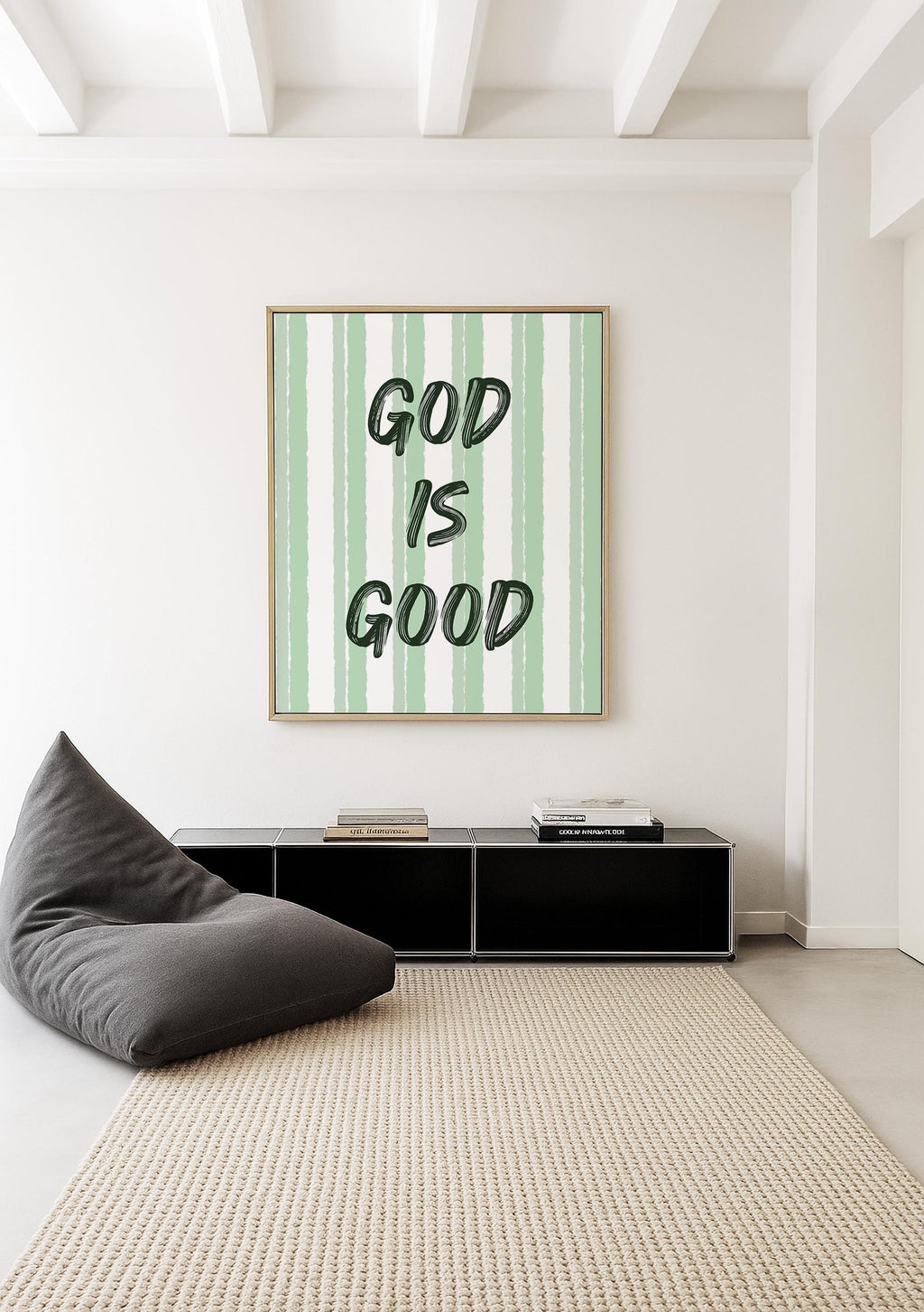 God Is Good Print, Christian Wall Art, Sage Green Faith Poster