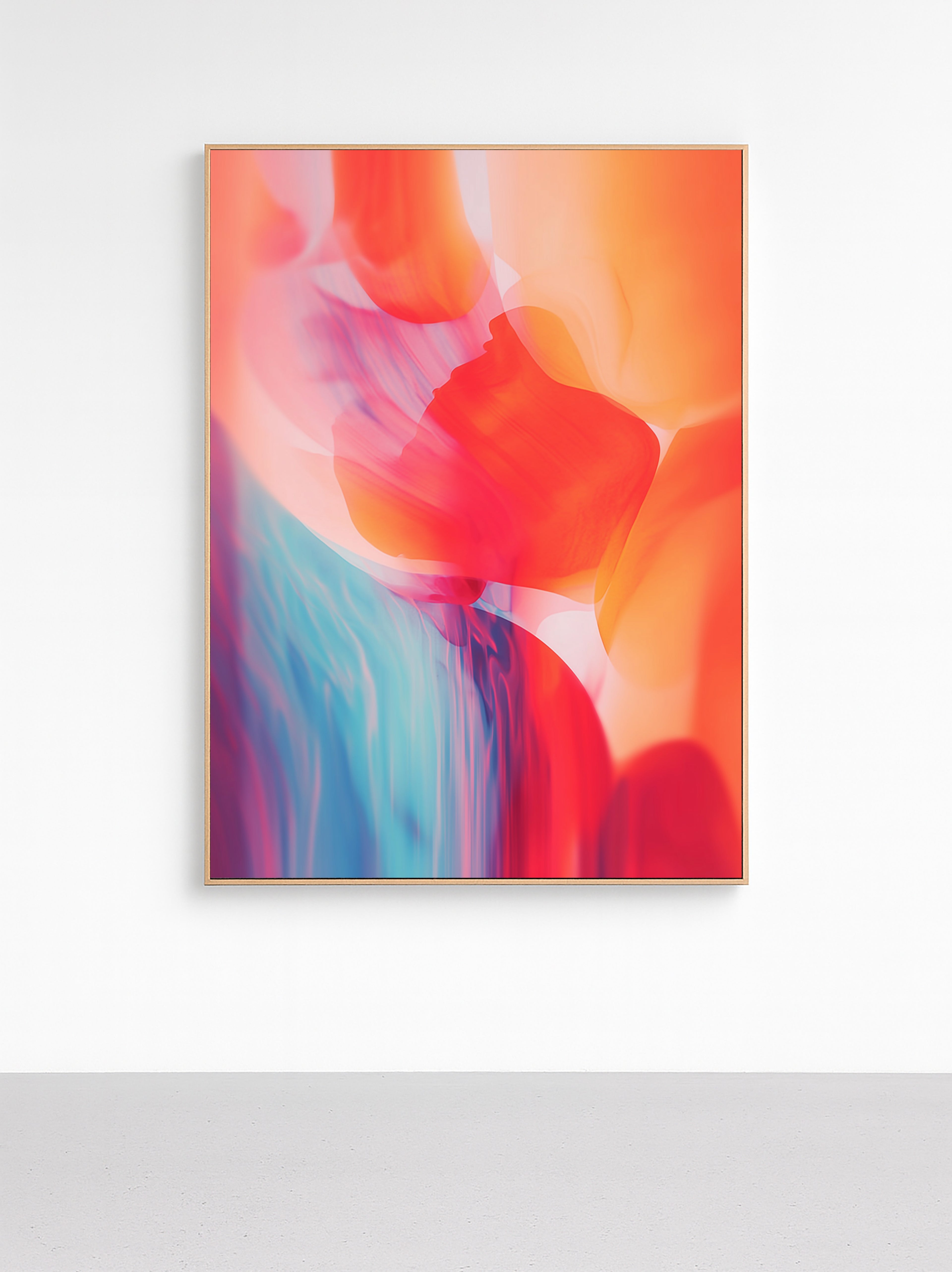 Coral Teal Aurora - Framed Canvas - And A Little More