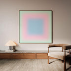 Pastel Wall Art, Mint Green Pink Blue Gradient Print, Minimalist Canvas Print, Square Abstract Wall Art