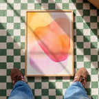 Peach Pink Abstract Wall Art, Soft Pastel Shape Print, Minimal Modern Decor