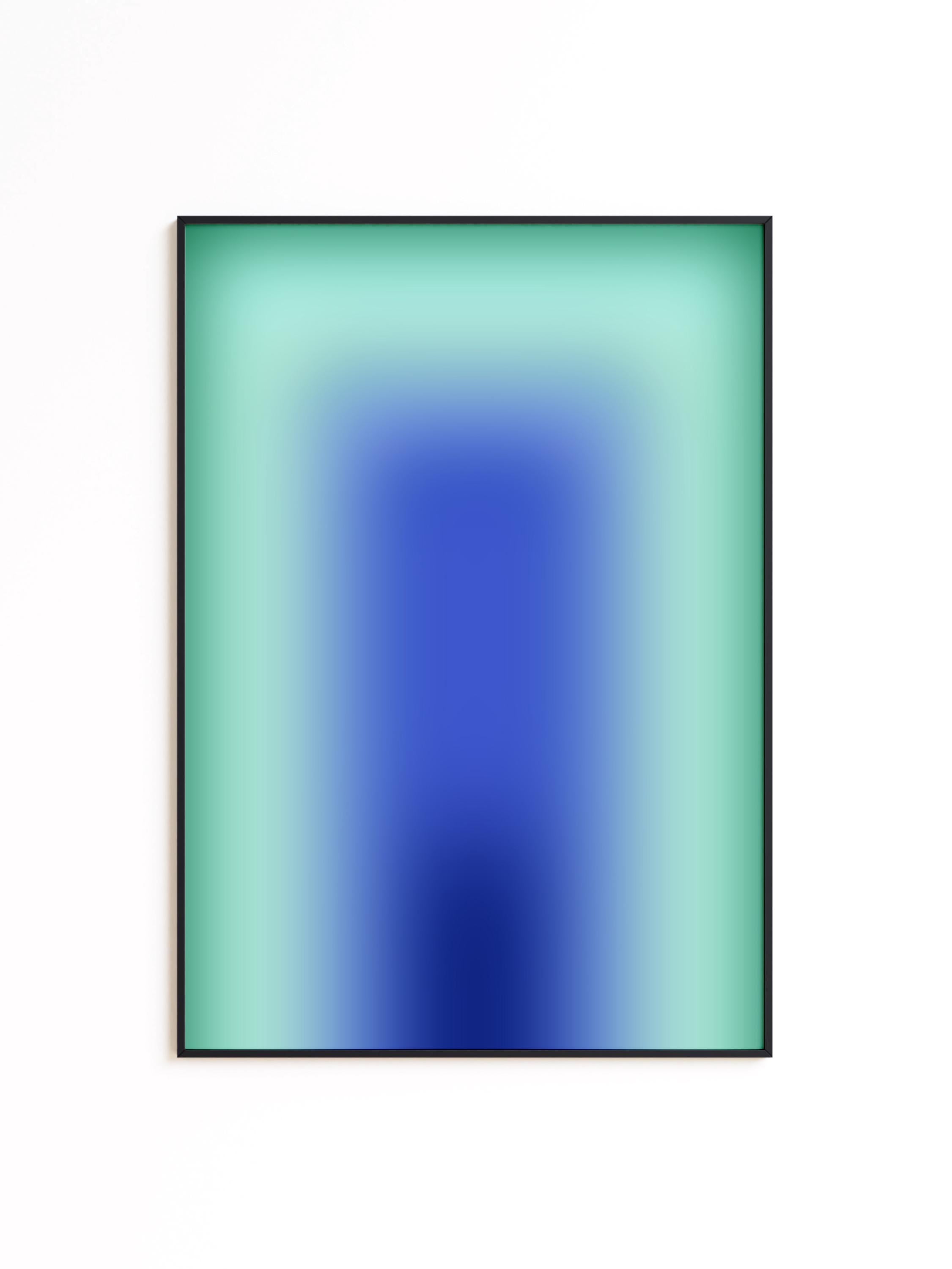 Blue Green Wall Art Print, Aqua Gradient Abstract Poster, Modern Room Decor