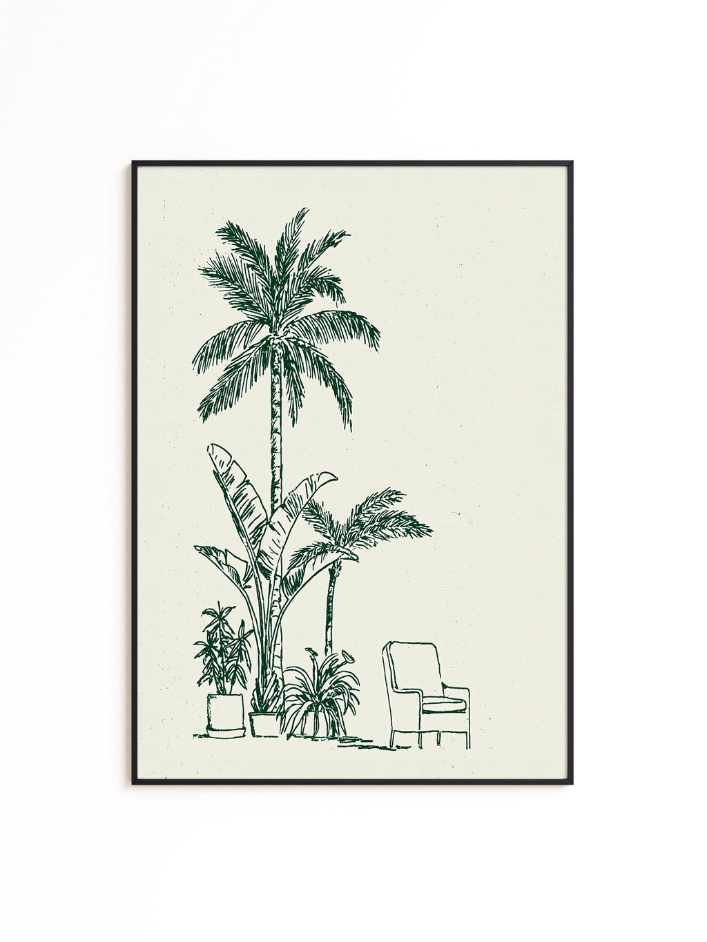 Palm Tree Wall Art Print, Minimal Botanical Line Art, Green Tropical Decor