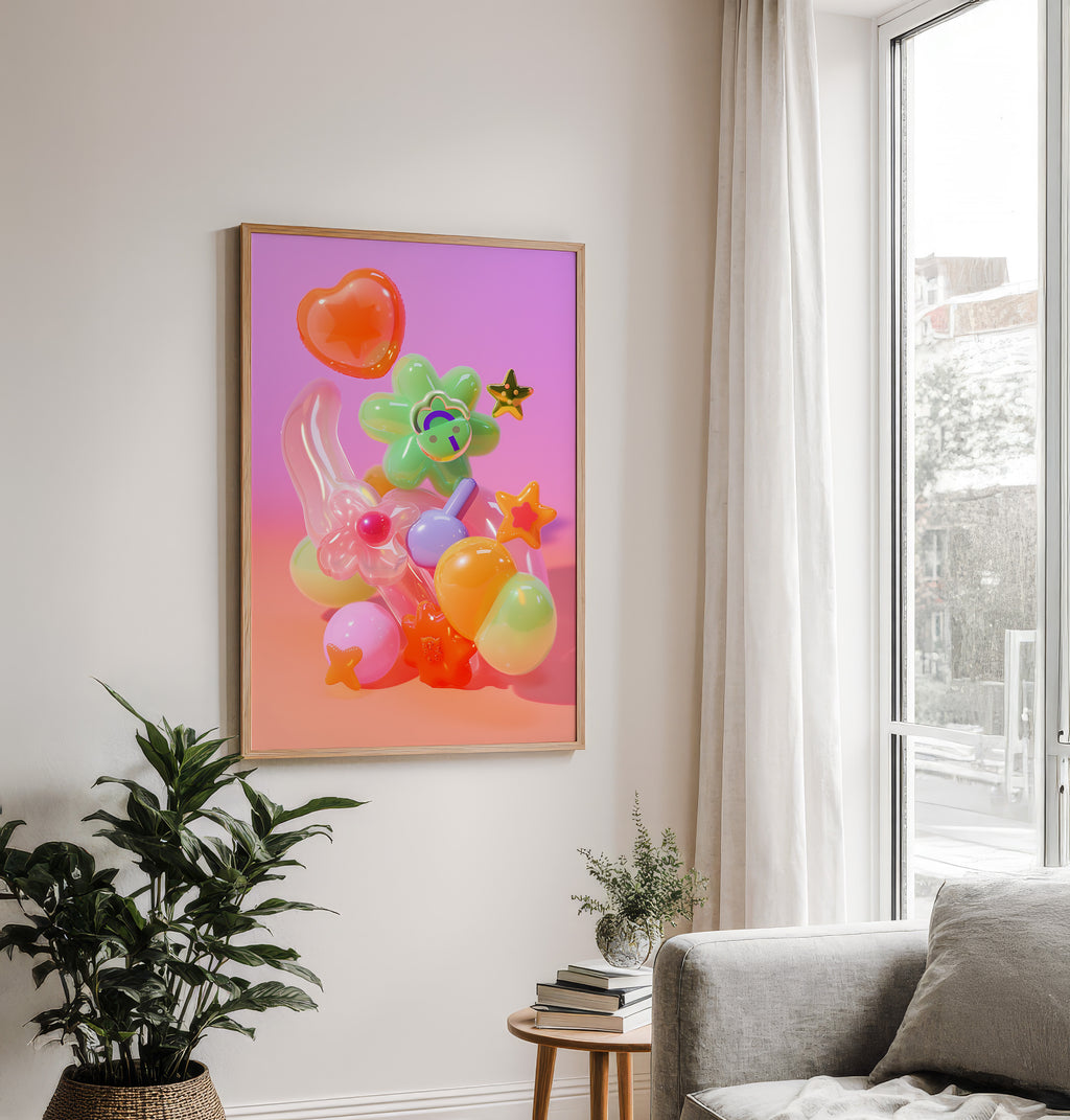 Colorful Glossy Pop Art Wall Print in Pastel Tones - And A Little More