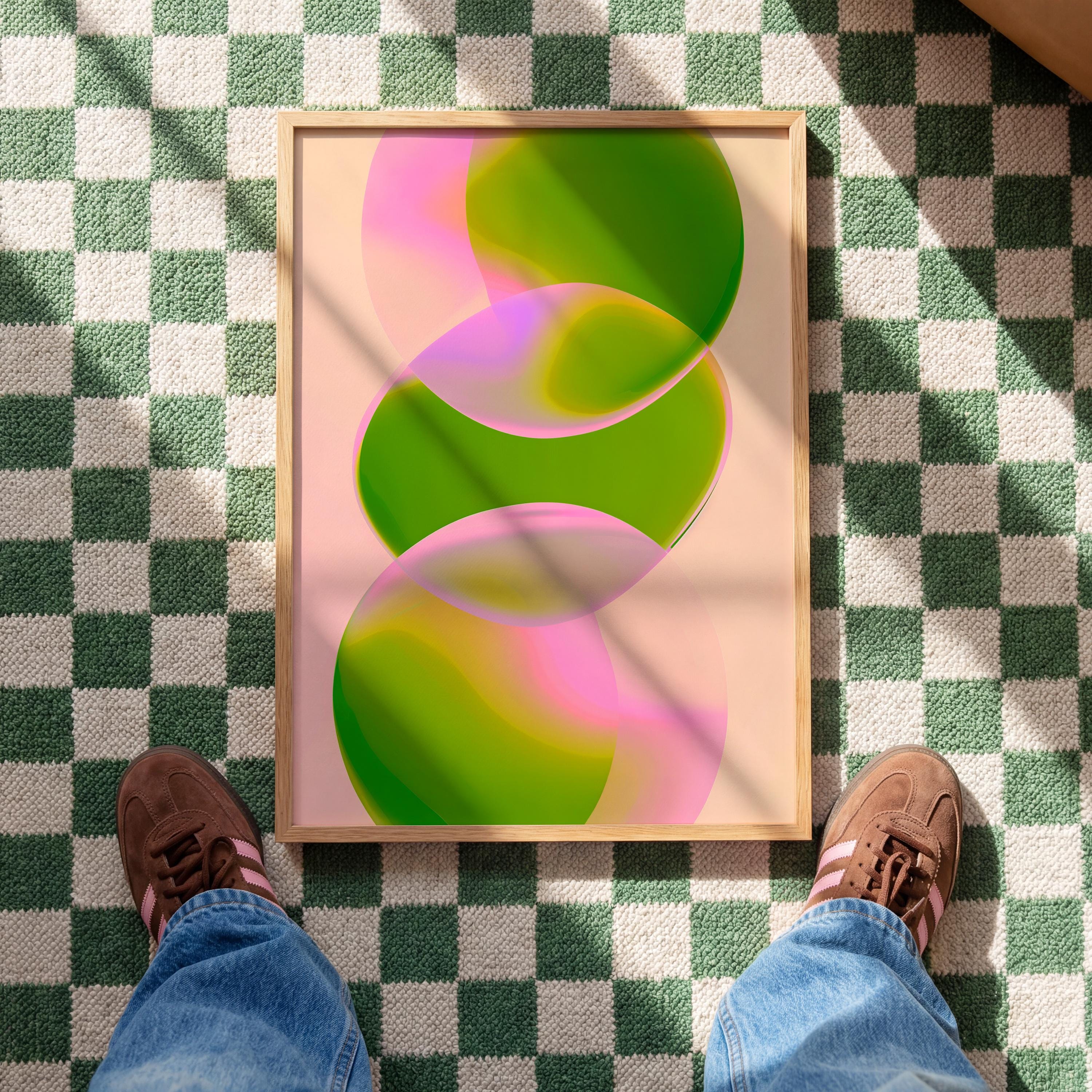 Green Pink Abstract Print, Minimal Gradient Wall Art, Modern Soft Color Decor, Contemporary Poster